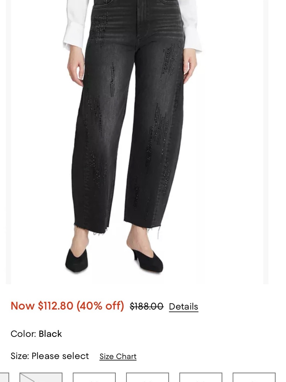 DRIFTWOOD Black Embellished Wide-Leg Jeans with stretch